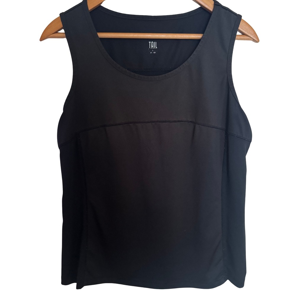 Tail Activewear Women Black Scoop Neck Athletic Tank Top Size Large